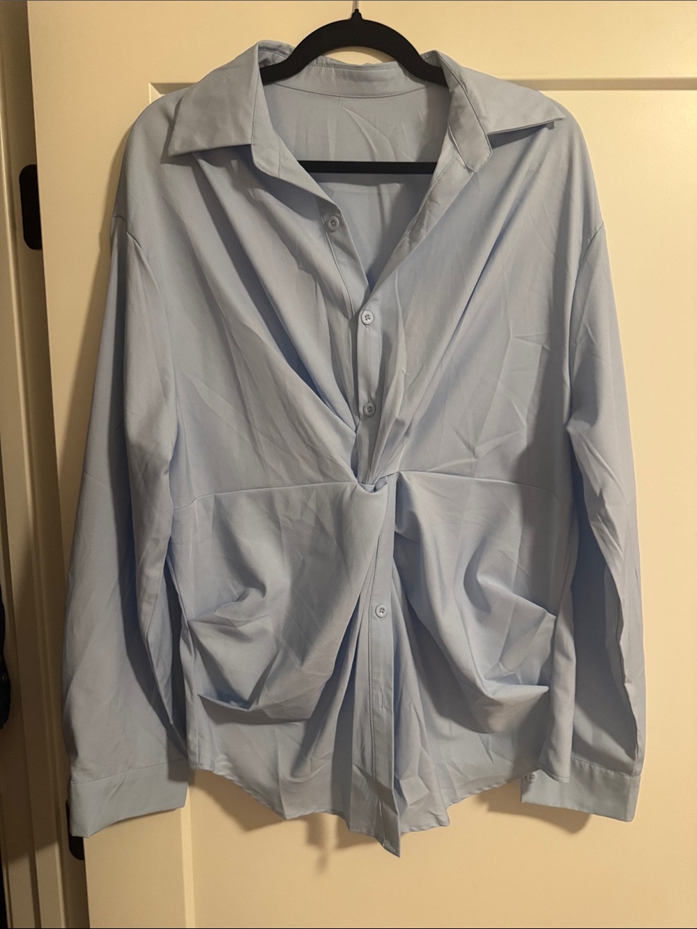 Light Blue Twisted Front womens Shirt